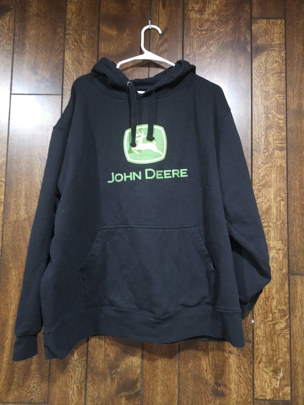 John Deere XXL Black Hoodie Green Logo Men's Pullover
